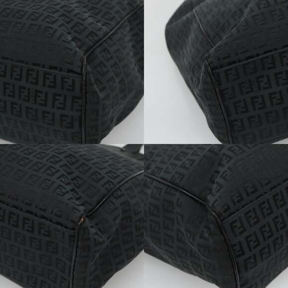 FENDI Zucchino Canvas Tote Bag Black Silver - Picture 10 of 12